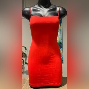 Solid Red Women's Cocktail Mini Dress, Size Small